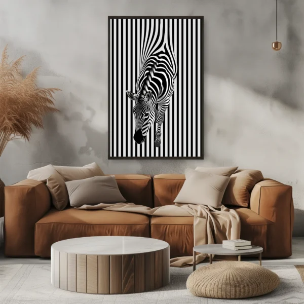 LIVING ROOM PSD X19 white תמונת פוסטר עם מסגרת לבחירה חיות זברה שחור לבן