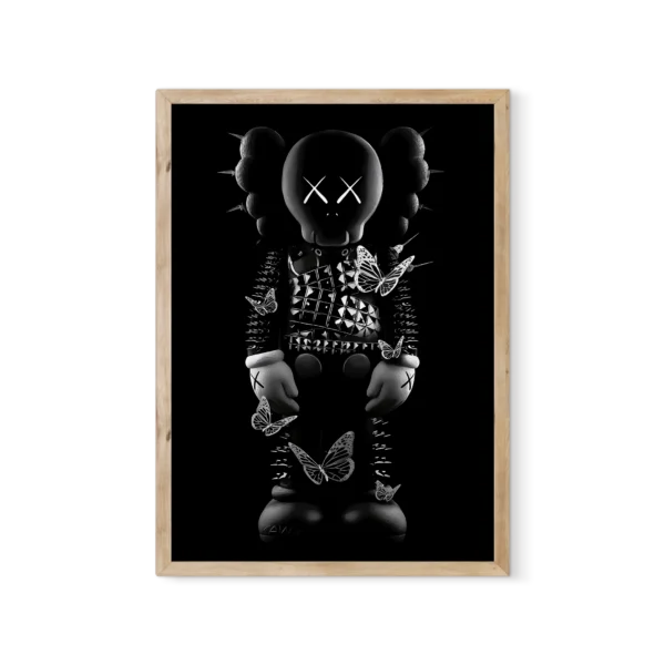 OAK BLACK WHITE SINGLE_1 תמונת פוסטר עם מסגרת לבחירה שחור לבן KAWS