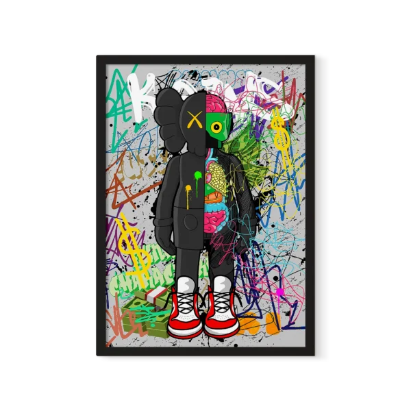 OAK BLACK WHITE SINGLE_8 תמונת פוסטר עם מסגרת לבחירה גרפיטי KAWS