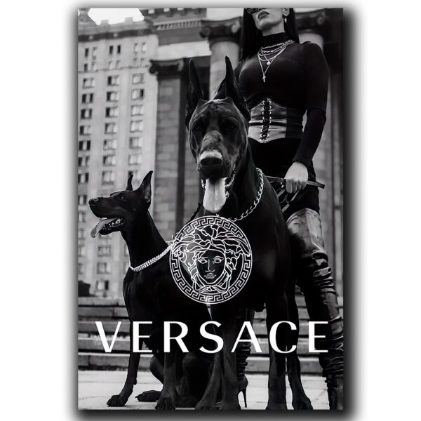 long deisgn תמונת קנבס מותגים ורסצ׳ה כלבי שמירה VERSACE