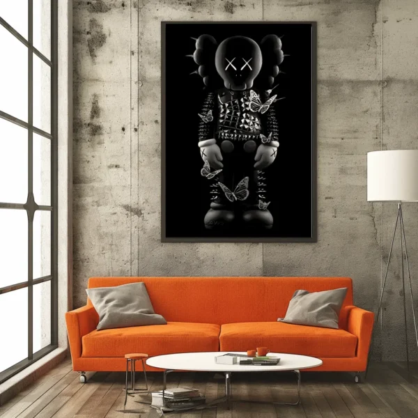 u2578749987_Make_empty_industrial_living_room_house_mock_up_f_06814572-a180-4f3f-a85d-c7d613b0141c_2_1 תמונת פוסטר עם מסגרת לבחירה שחור לבן KAWS