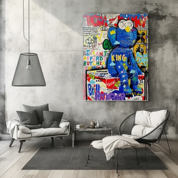 u2578749987_Make_empty_industrial_living_room_house_mock_up_f_06814572-a180-4f3f-a85d-c7d613b0141c_2_13 תמונת קנבס פופ ארט גרפיטי KAWS