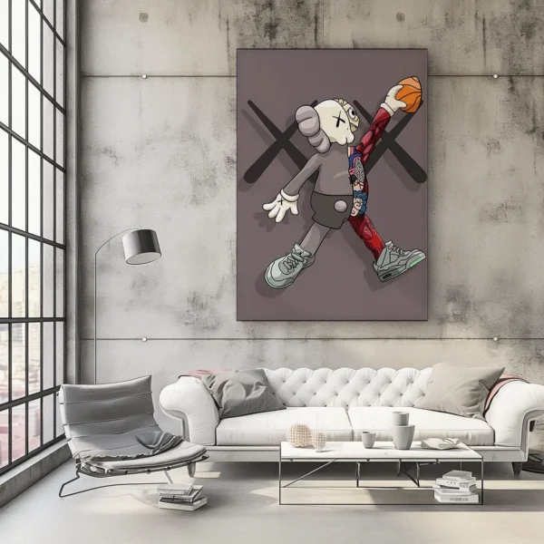 u2578749987_Make_empty_industrial_living_room_house_mock_up_f_06814572-a180-4f3f-a85d-c7d613b0141c_2_4 תמונת קנבס כדורסלן KAWS