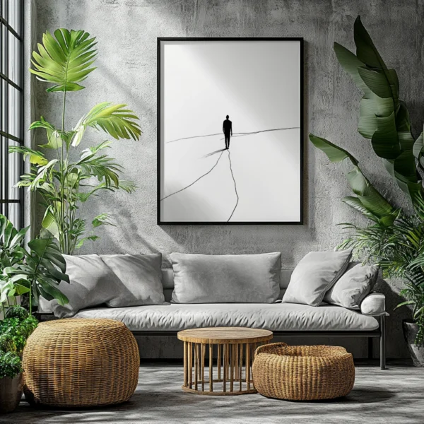 dicha1209_A_simple_black_frame_hanging_on_the_wall_with_a_whi_b00798d6-5555-4332-8081-ef69a9e15f70_0 תמונת פוסטר עם מסגרת לבחירה ליין ארט רעידת אדמה אומנות קו