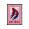 תמונת פוסטר עם מסגרת לבחירה וינטג׳ דגם just chillin'