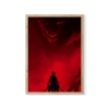 תמונת פוסטר של דמות האנימה ארן מהסדרה Attack On Titans, מופיע בצללית עוצמתית על רקע דרמטי של אדום ושחור עם קונטרסט בולט.