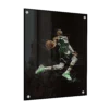 תמונת זכוכית של כדורסלן ה-NBA יאניס אנטטוקומפו בקפיצה עם הכדור, מוקף בקווים ובצבעי ירוק, לבן ושחור.