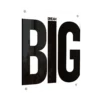 תמונת זכוכית מודרנית עם כיתוב 'Dream Big' באותיות שחורות על רקע לבן.
