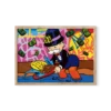איור פופ ארט סאטירי של דמות אדם עשיר עם כובע צילינדר ומונוקל, לבוש סרבל וכורה מטבעות ביטקוין בבוץ עם את חפירה.
